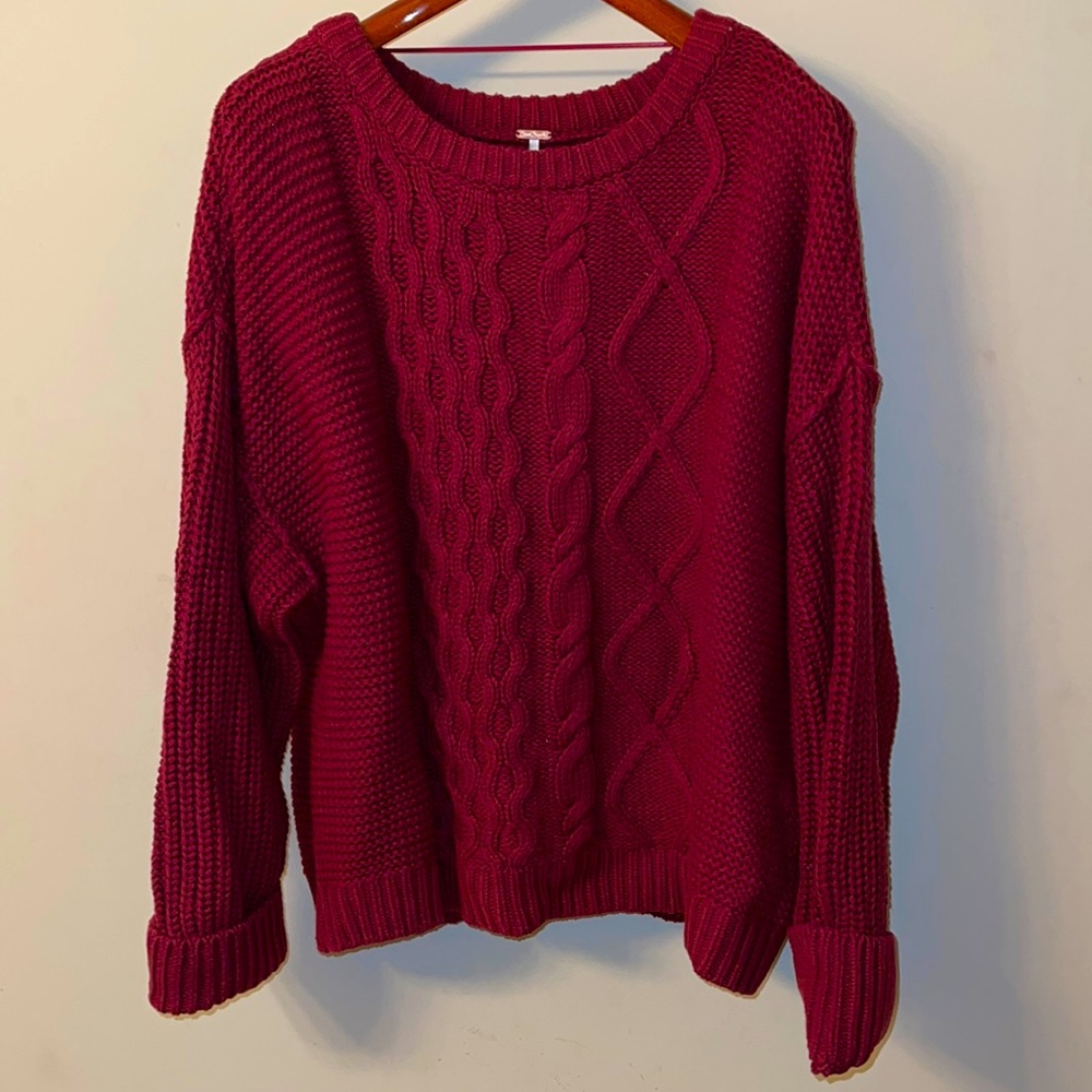 Cranberry Free People Winter Sweater